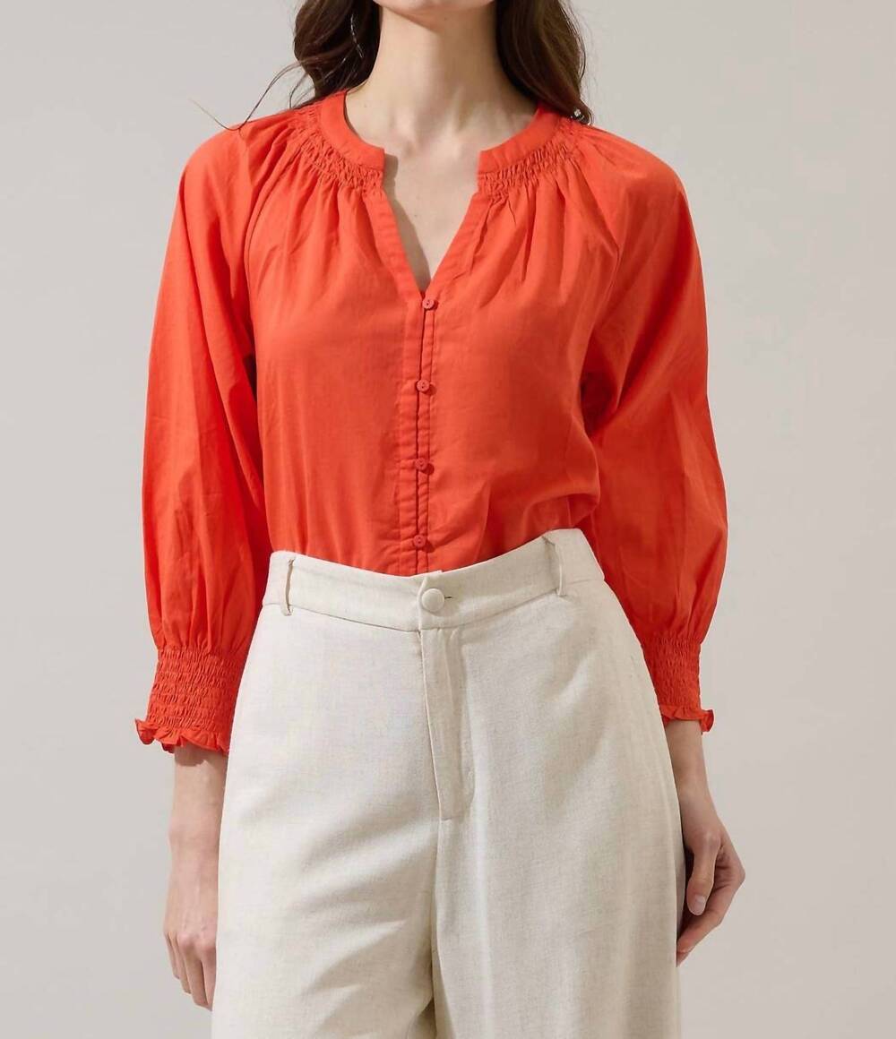 NEW SUGARLIPS yamila long sleeve button down shirt in tomato